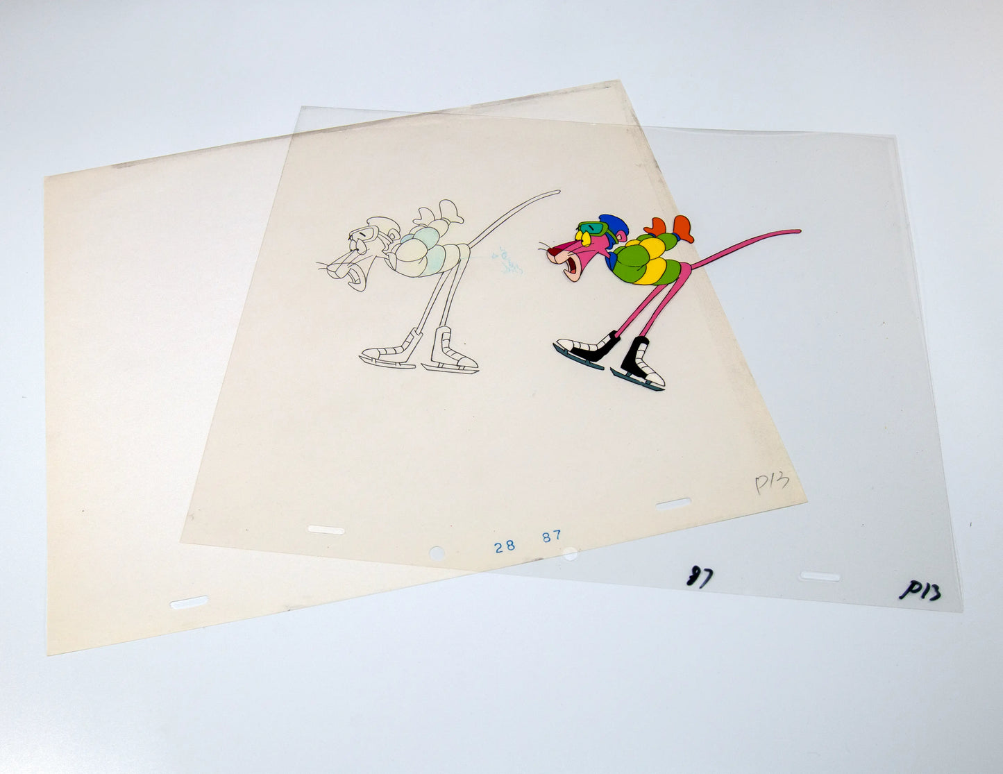 Animation Cel – Pink Panther Ice Skating Jump (Framed) - Lootaku