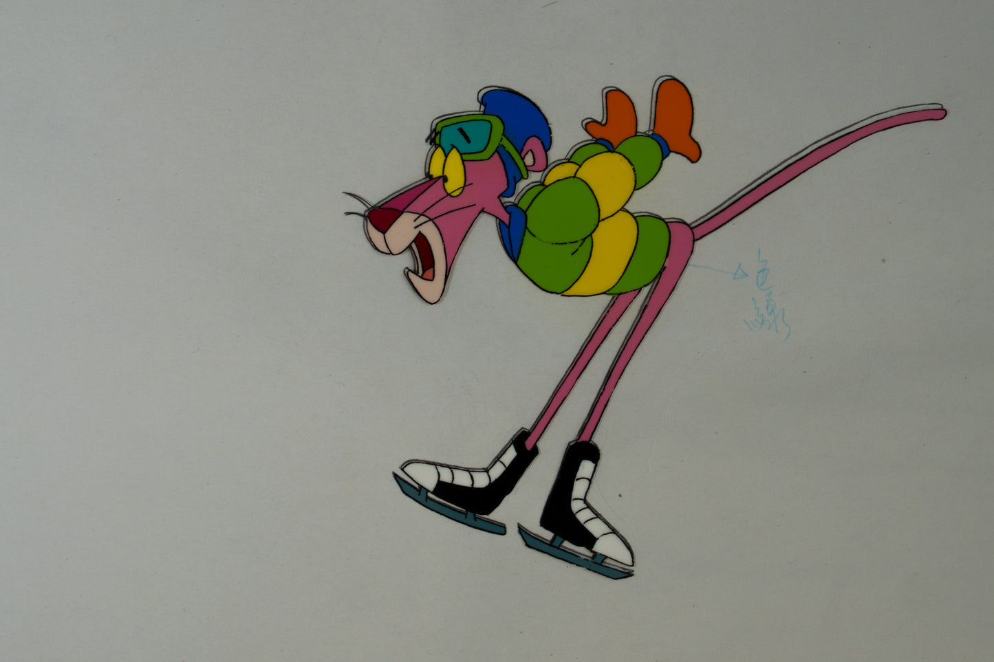 Animation Cel – Pink Panther Ice Skating Jump (Framed) - Lootaku