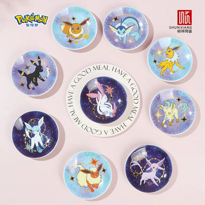 Pokémon Shunxiang Eeveelution Starlight Night Keramik-Teller Set (9-teilig) – Offiziell lizenziert - Lootaku