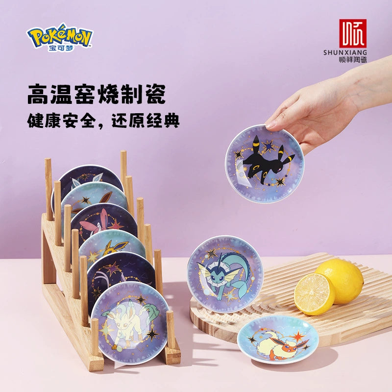 Pokémon Shunxiang Eeveelution Starlight Night Keramik-Teller Set (9-teilig) – Offiziell lizenziert - Lootaku