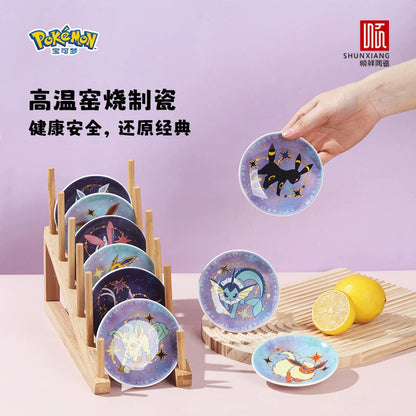Pokémon Shunxiang Eeveelution Starlight Night Keramik-Teller Set (9-teilig) – Offiziell lizenziert - Lootaku