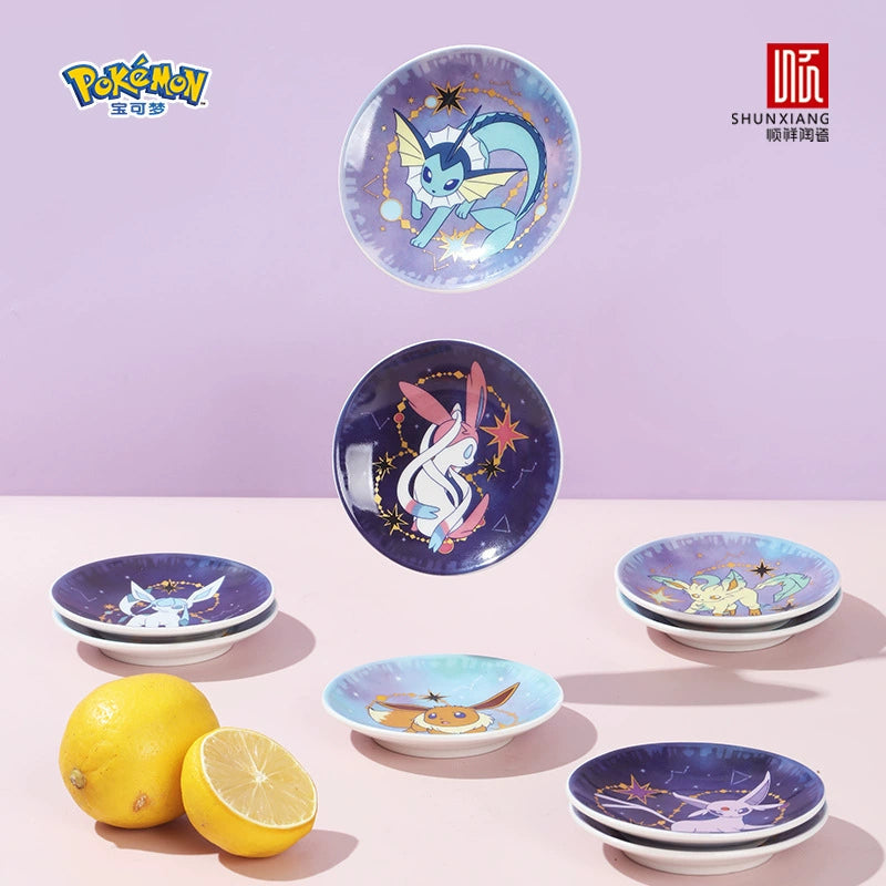Pokémon Shunxiang Eeveelution Starlight Night Keramik-Teller Set (9-teilig) – Offiziell lizenziert - Lootaku